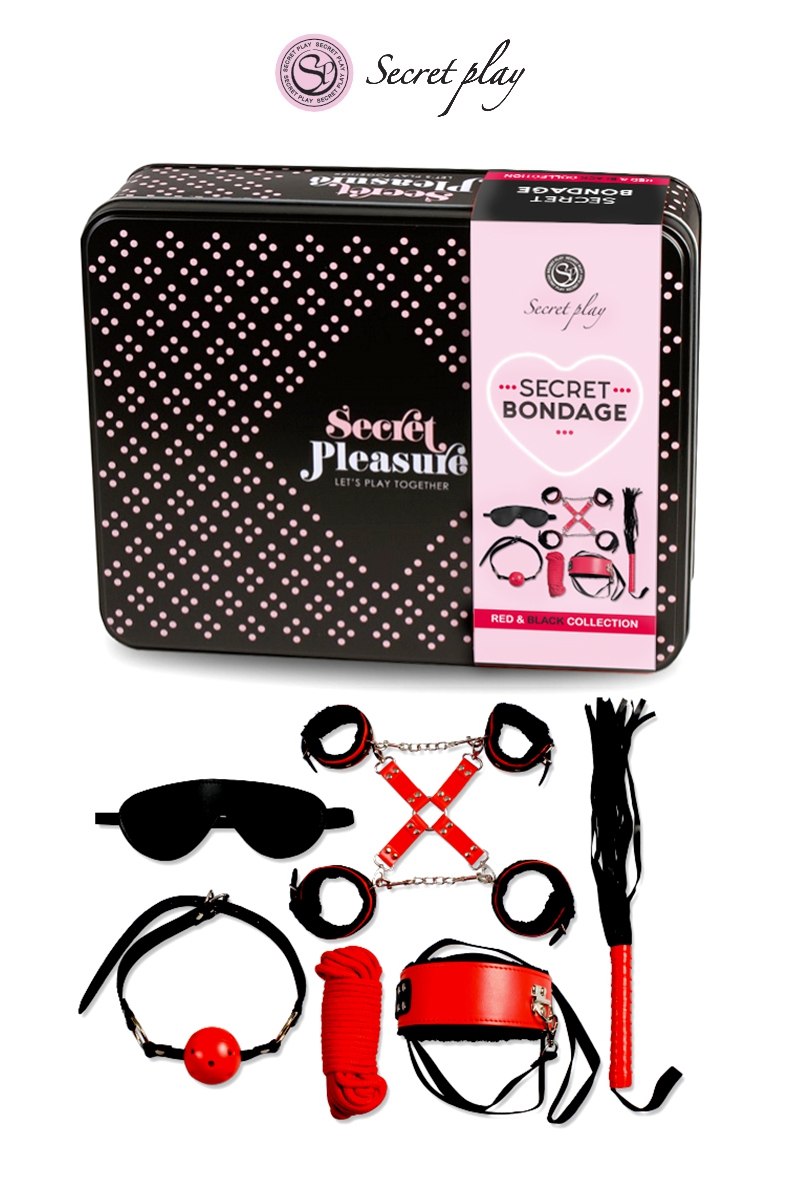 Kit accessoires BDSM 8 pièces Rouge et Noir - Secret play