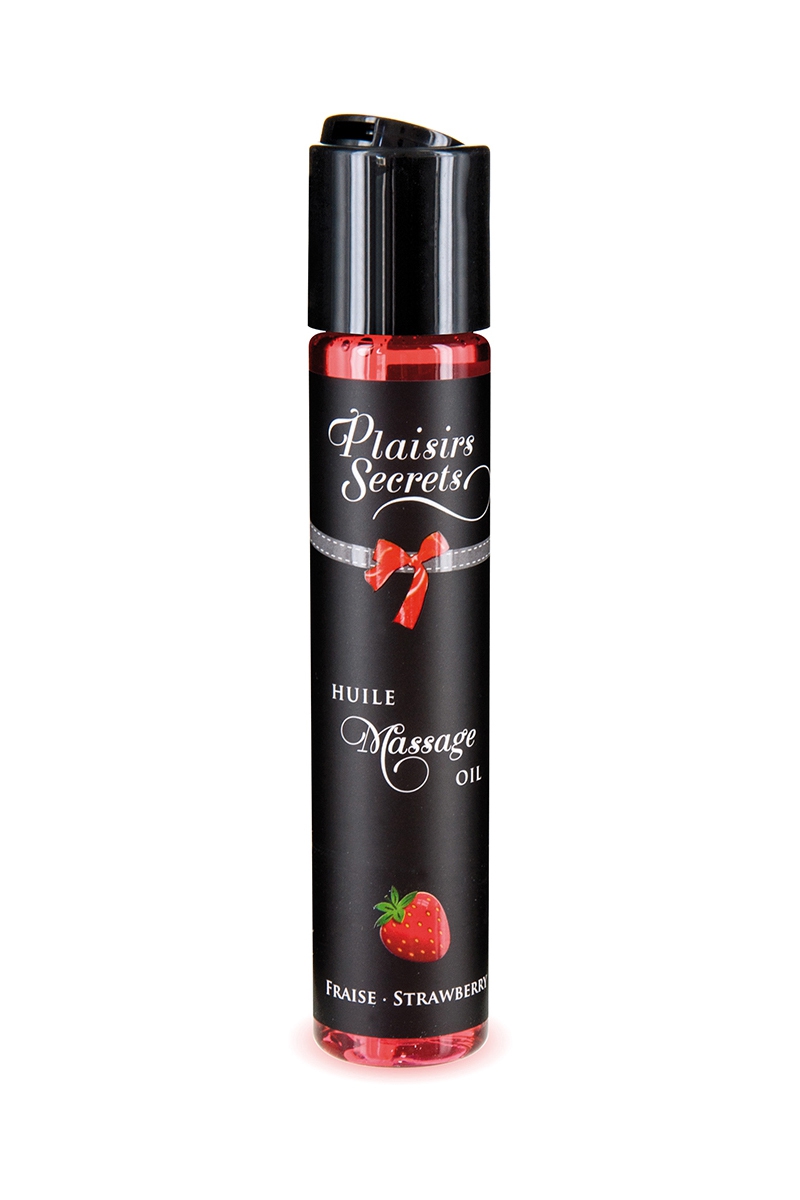 Flacon 59ml dhuile de massage saveur fraise de la marque plaisir Secret - oohmygod