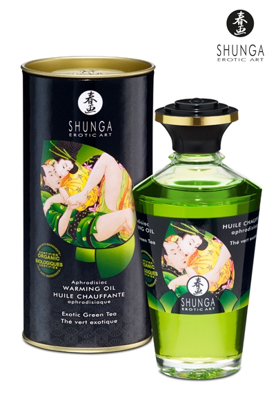 Huile bio aphrodisiaque chauffante - Thé Vert - Shunga