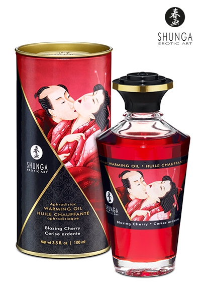 Huile bio aphrodisiaque chauffante - Cerise ardente - Shunga