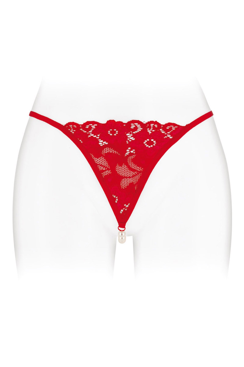 String rouge avec perles stimulantes Venusina - Fashion Secret