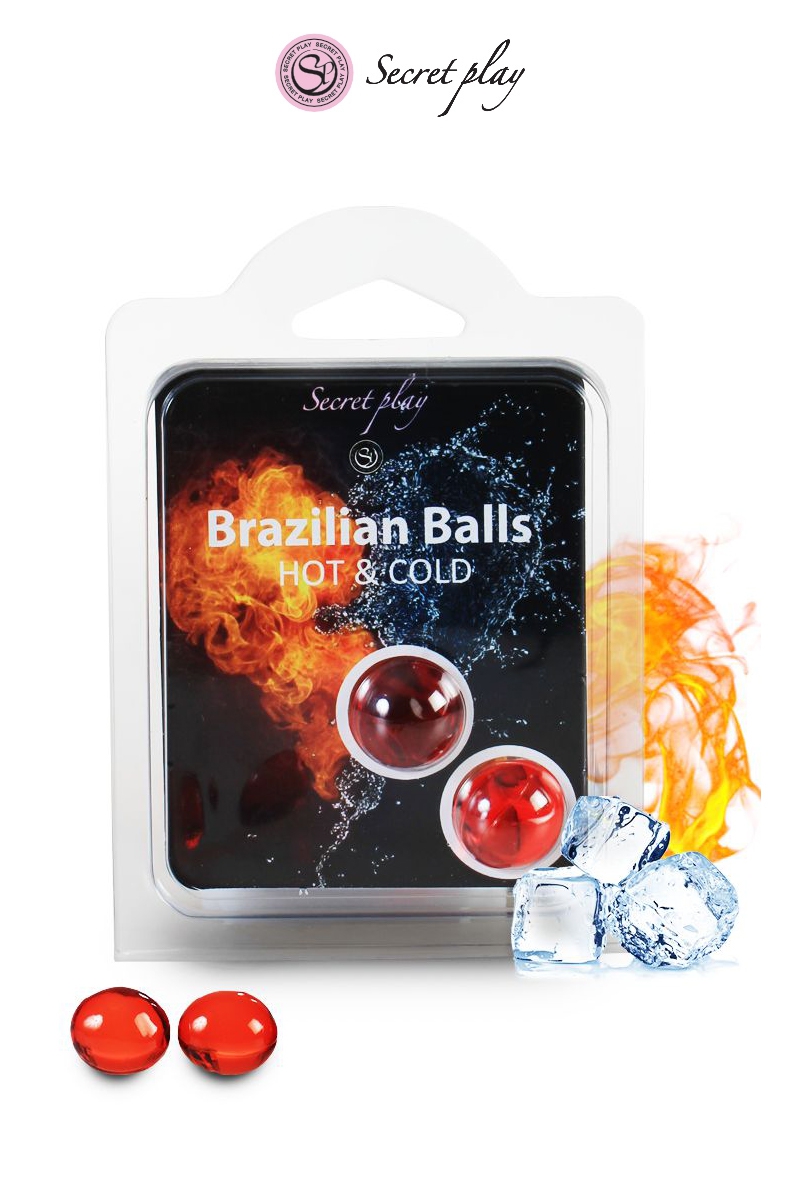 2 boules lubrifiantes de la marque Secret Play, boules qui se dissolvent à la chaleur du corps et produisent un effet de chaleur, puis de fraîcheur