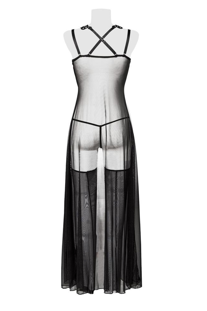 Vue arrière de la robe nuisette transparente en tulle de la marque Grey Velvet, vendu chez oohmygod