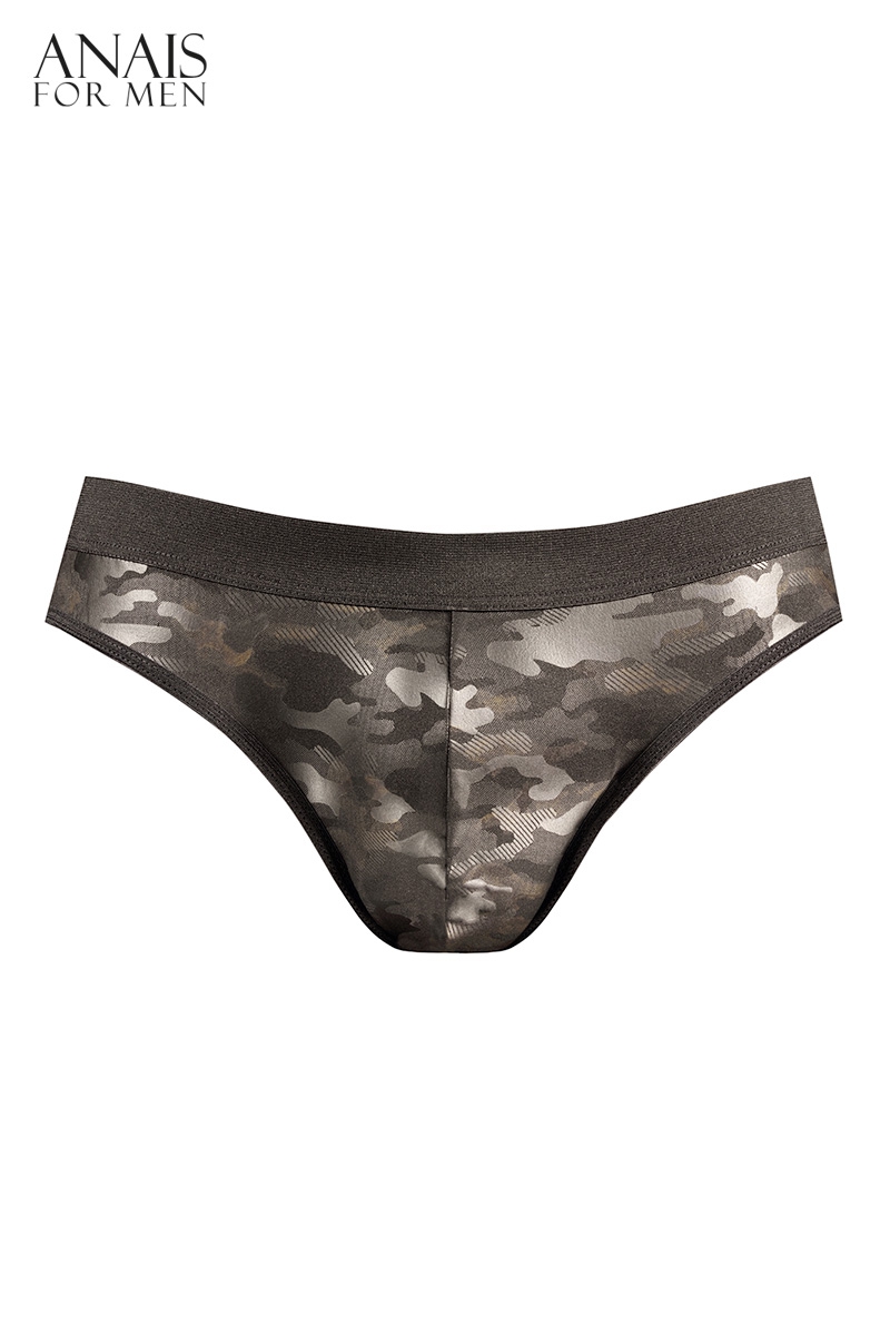 Slip à motifs brillants militaire Electro Anais for Men, vendu chez oohmygod