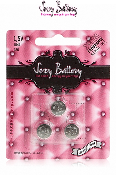 3 piles boutons LR44 Xtra Endurance de chez Sexy Battery, tension 1,5V, longévité intense - oohmygod