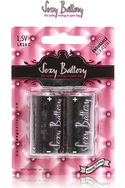 2 piles LR14 de la marque Sexy Battery, conçues pour les sextoys ou gadgets coquins qui fonctionnent à piles, forme cylindrique, d'une tension de 1,5V - oohmygod