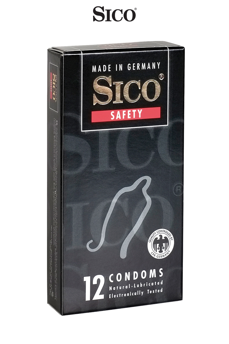 Préservatifs haute protection Safety en latex de la marque Sico, assurent une protection maximale tout en gardant les sensations éprouvées lors de l'acte, épaisseur 0,06-0,07mm - oohmygod