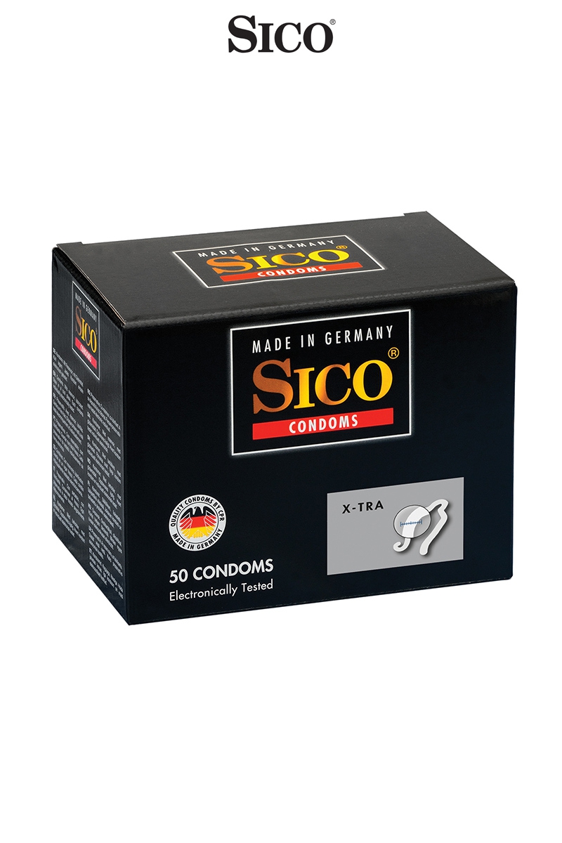 Boite de 50 préservatifs épais XTRA de la marque Sico, assure une protection maximale tout en gardant un maximum de sensations - oohmygod