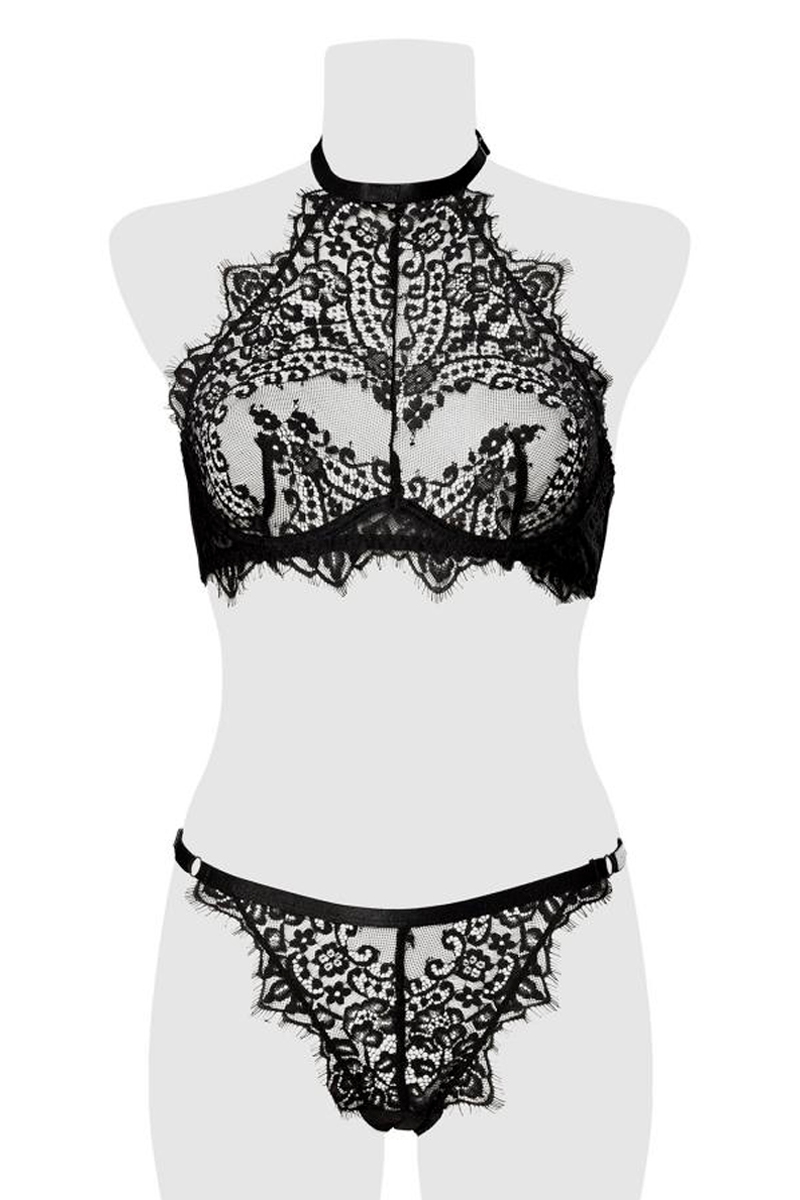 Magnifique ensemble 2 pièces de chez Grey Velvet avec un soutien-gorge bustier et dun string coupe tanga en dentelle, du S au XL - oohmygod