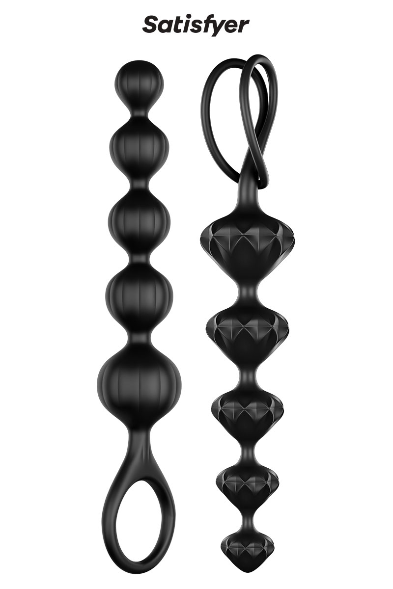 Coffret de 2 chaines anales Love Beads de la marque Satisfyer, formes différentes pour s'initier au plaisir anal, convient parfaitement aux débutants - oohmygod