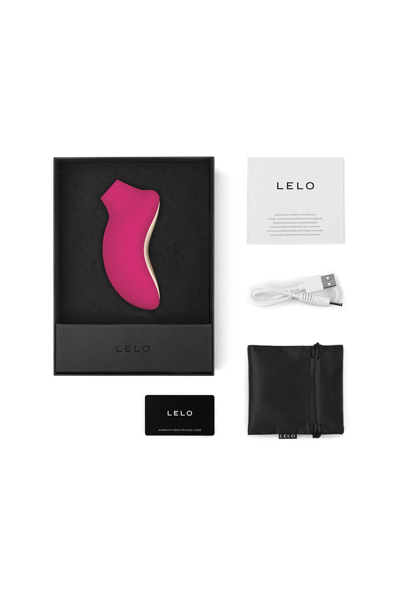 Stimulateur Sona 2 rose cerise de Lelo avec sa boite et ses accessoires - oohmygod