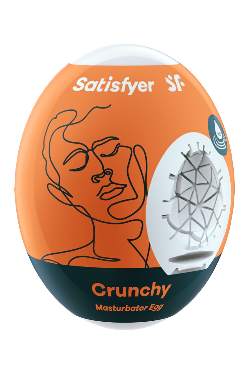 Masturbateur Egg Crunchy de chez Satisfyer à la forme originale d'oeuf. Doté de stries parallèles, il procure des sensations intenses lors de masturbation - oohmygod