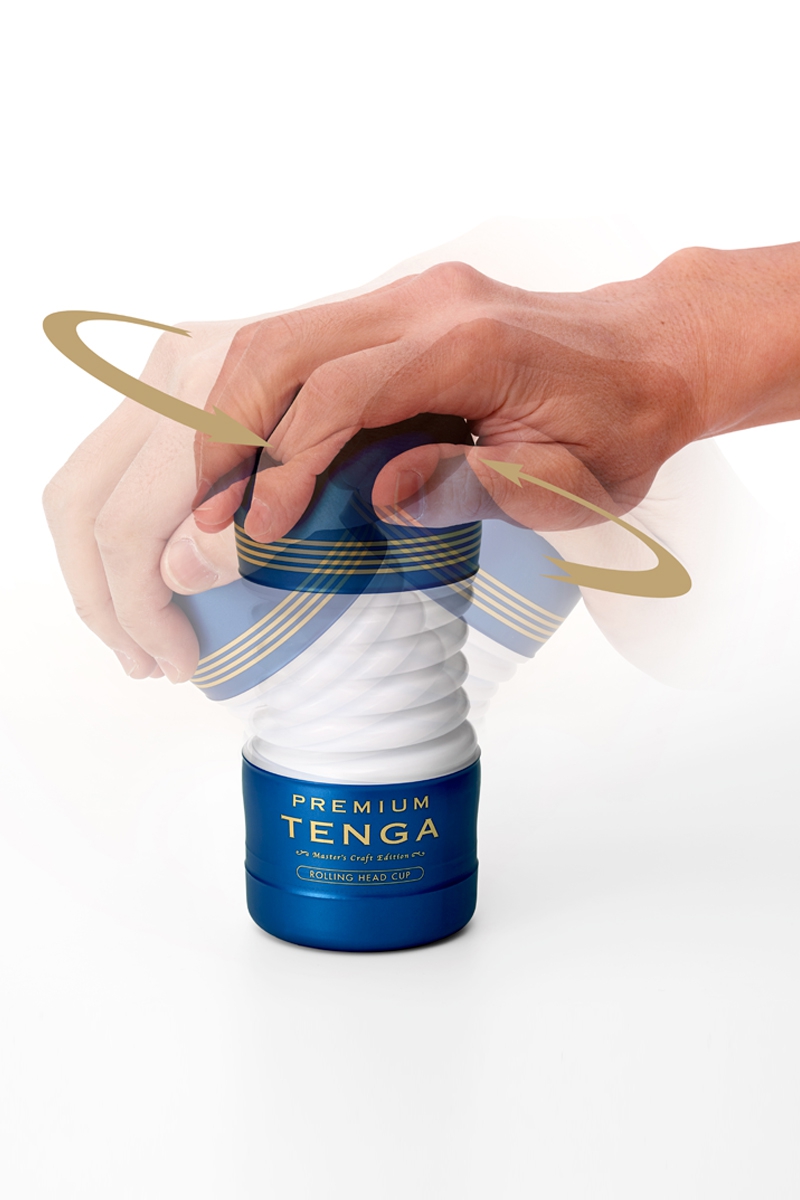 Masturbateur à rotation en forme daccordéon, Masturbateur spécial sensation 360° Premium Rolling Head Cup de chez Tenga - oohmygod