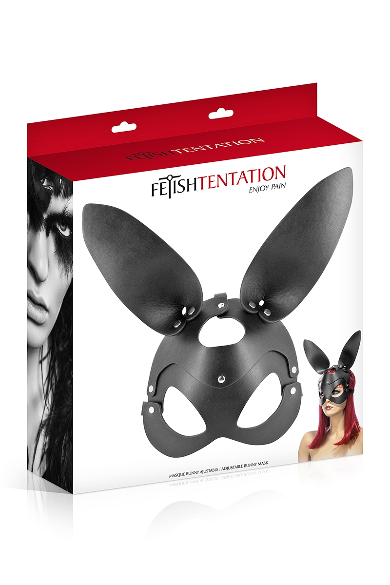 masque Bunny de la marque Fetish Tentation, masque en simili cuir, réglable, parfait pour les jeux BDSM et jeux de rôles - oohmygod