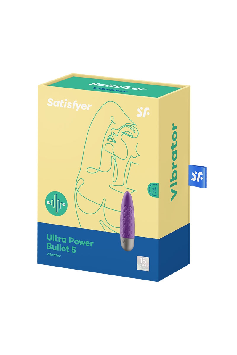 Boite du mini stimulateur Satisfyer violet Ultra Power Bullet 5 de la marque Satisfyer, pour la stimulation du clitoris, 12 modes de vibration - oohmygod