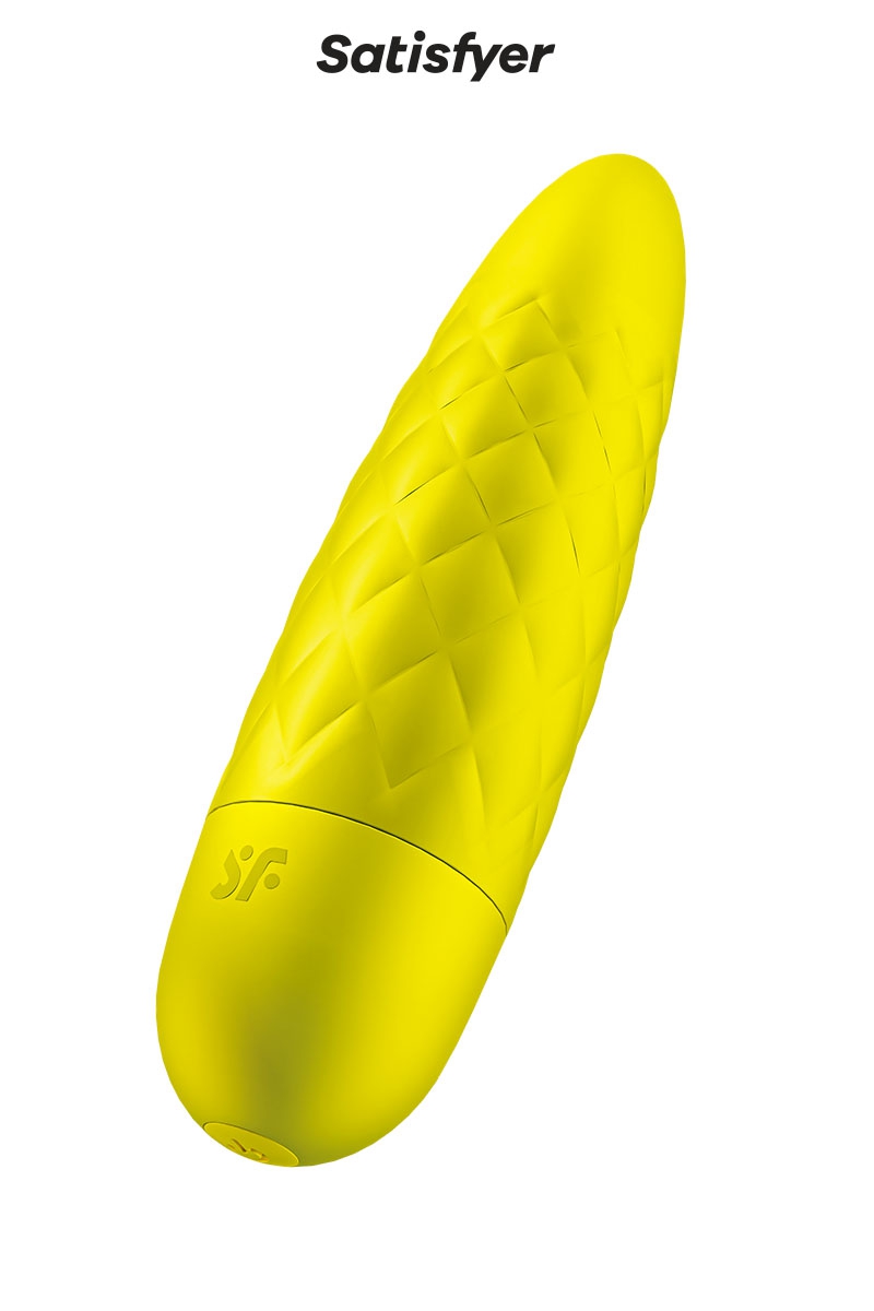Petit stimulateur Satisfyer jaune Ultra Power Bullet 5, 12 modes de vibration, surface texturée - oohmygod