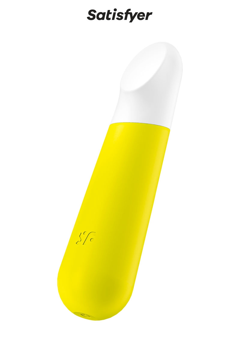 Petit stimulateur jaune de la marque Satisfyer dédié à la stimulation du clitoris et des zones érogènes externes - oohmygod