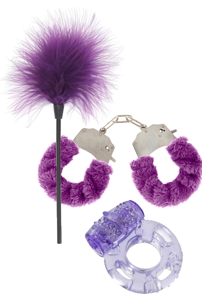 plumeau, menottes et anneau de péniscoffret sextoy Fantastic purple - oohmyogd