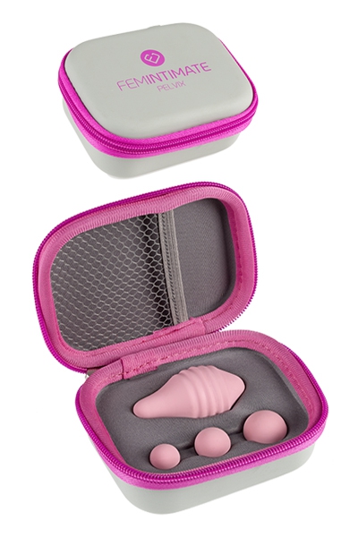 Etui et boules périnéales Pelvix Concept de Femintimate, 3 boules de poids différents en silicone - oohmygod