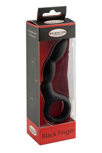 Boite du Plug Black Finger de la marque Malesation, plug en silicone noir - oohmygod