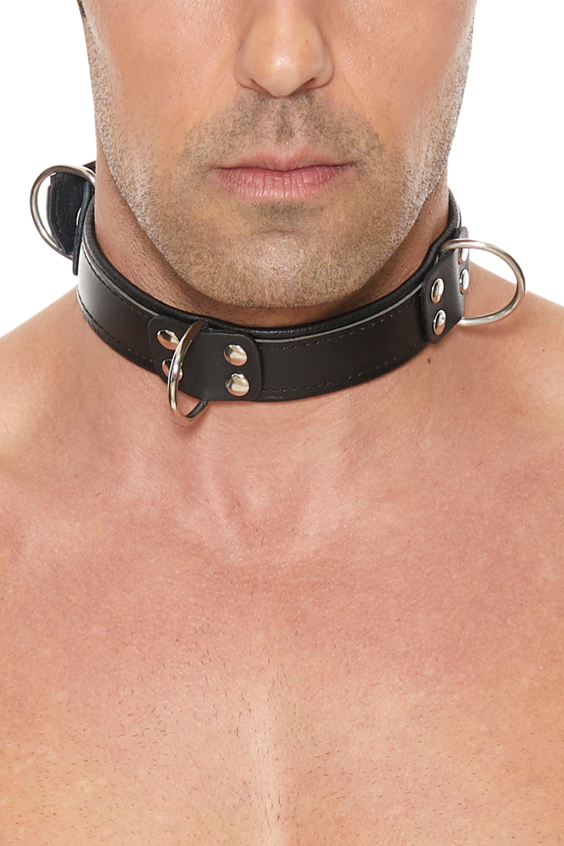 Collier Bondage Deluxe noir, collier réglable coquin pour homme ou femme, couleur noir, taille (56 x 5cm) - oohmygod