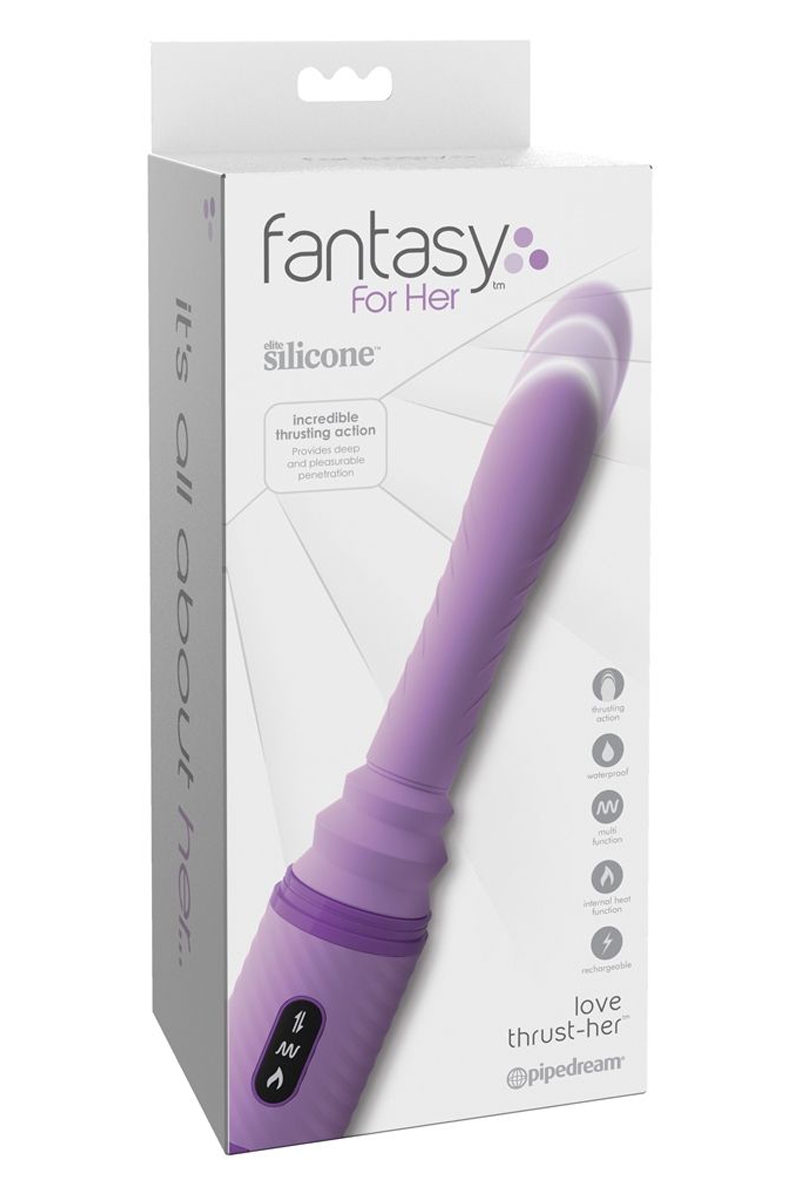 boite du sextoy 3 en 1 chauffant Pipedream, Vibromasseur va-et-vient chauffant télécommandé Love Thrust Her - Ooh my God