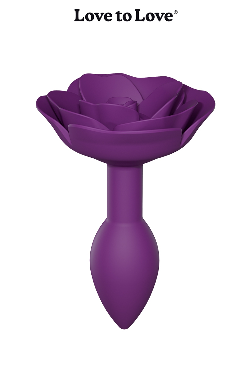 Plug anal violet Open Roses taille S de Love to Love, plus en silicone violet à la base en forme de fleur