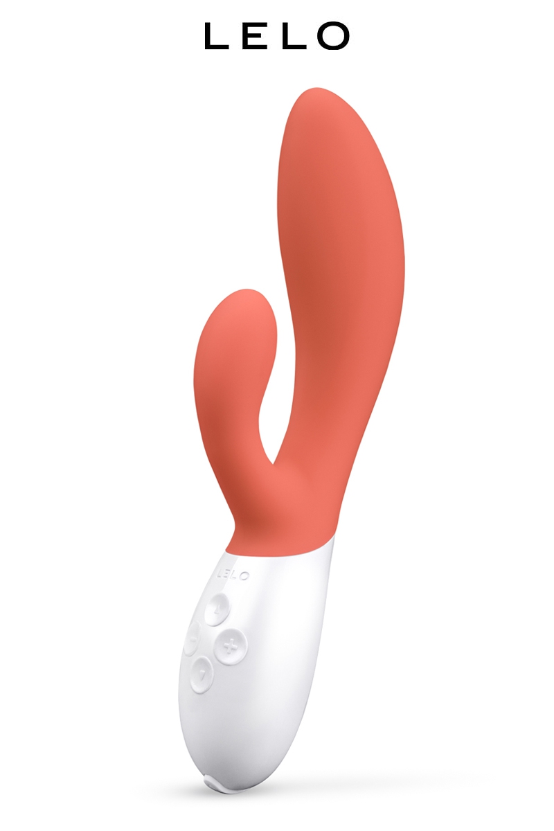 Vibromasseur Rabbit Ina 3 Corail Lelo, double sextoy pour la stimulation clitoridienne et vaginale, 20 x 6,5 x 4,5cm - Ooh my god