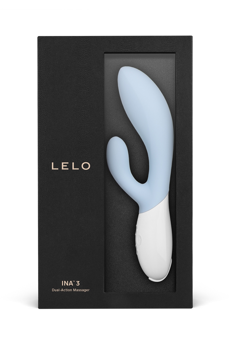 Vibromasseur Rabbit Ina 3 bleu clair de la marque Lelo, sextoy de haute qualité pour la stimulation du point G et du clitoris, 20 x 6,5 x 4,5cm - Ooh my god