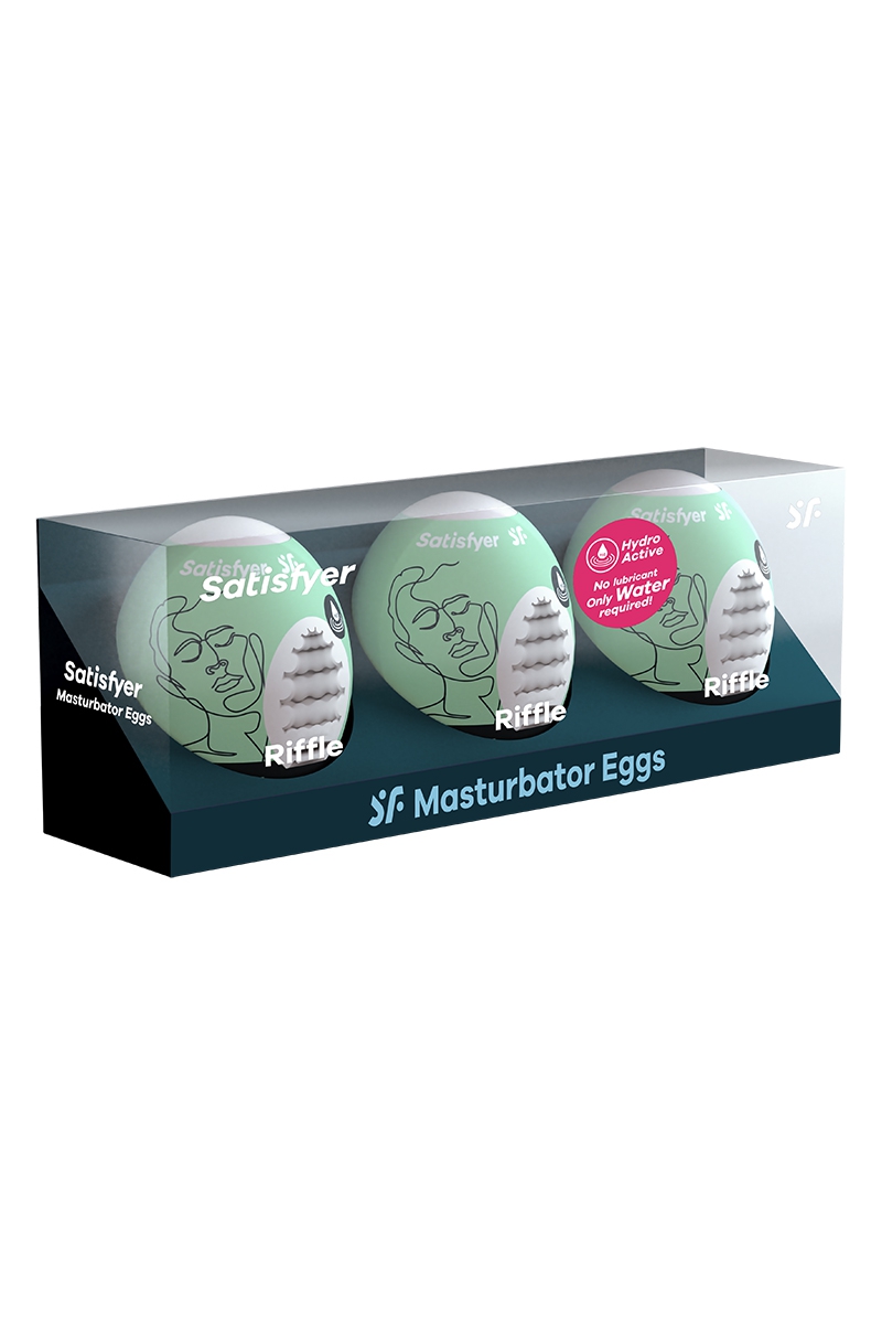 boite cadeau sextoy pour homme, Pack de 3 Masturbateurs Eggs Riffle, stimulation intense du pénis grâce à sa structure interne en reliefs en forme de boules - loveshop Oohmygod