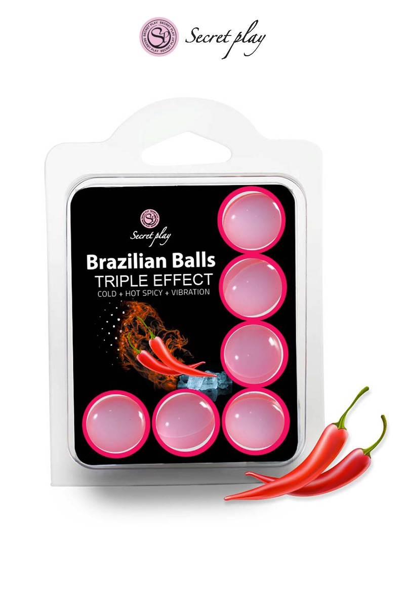 Boules lubrifiantes 6 Brazilian Balls triple effet - Secret Play