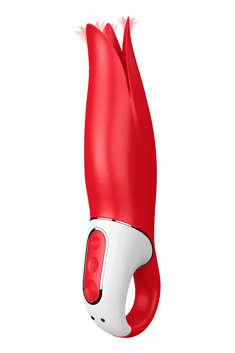 Vibromasseur en forme de fleur qui offre une stimulation vaginale et clitoridienne