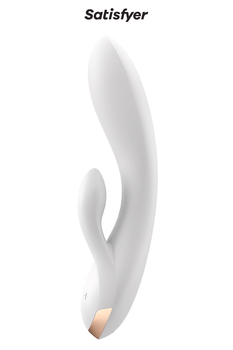 Vibromasseur-Rabbit-connecté-Double-Flex-blanc-satisfyer