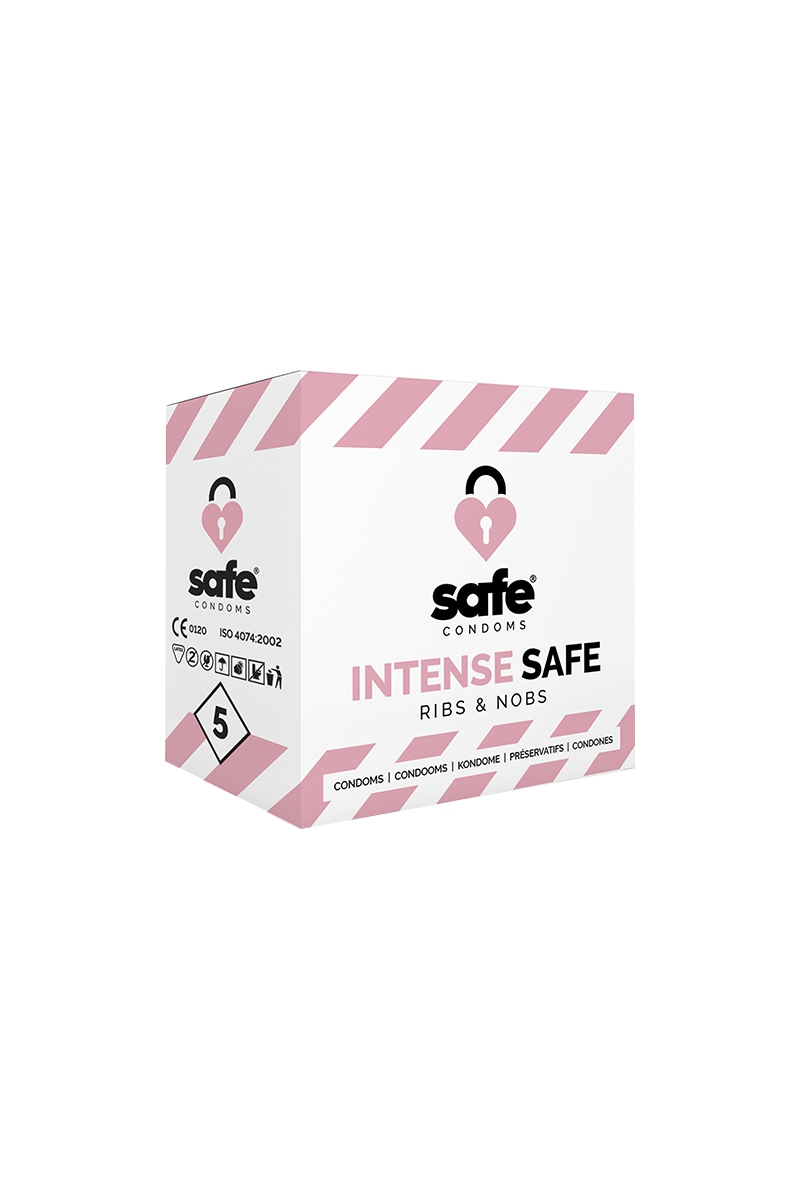 Boîte de 5 préservatifs texturés Safe Intense Ribs & Nobs - Safe