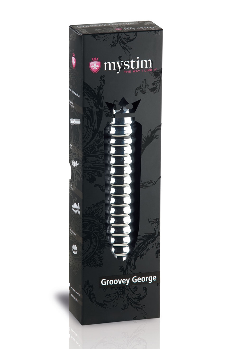 boite-emballage-Dildo-électro-stimulant-Groovey-George-mystim-gode-aluminium-unisexe