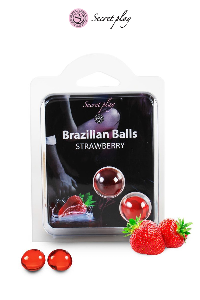 Boules lubrifiantes 2 Brazilian Balls fraise - Secret Play