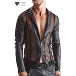 veste en wetlook sexy pour homme, veste transparente