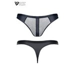 photo String noir wetlook et résille pour homme