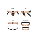 contenu-pack-Harnais-gode-ceinture-Curious-holographique-rose-gold-avec-ceinture-supplémentaire-menottes