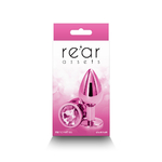 emballage Plug anal bijou aluminium chromé rose M