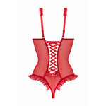 Body-sensuel-wetlook-rouge-Christine-Ooh-My-God-Noeuds-Satin, lacage, vu de dos