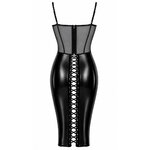 Robe mi-longue F408 Noir Handmade, détails du modèle Do Not Disturb
