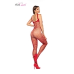 vue de dos de la Combinaison en résille rouge Bianca, bodystocking ajouré et sexy en résille et en dentelle, du S au XL- oohmygod