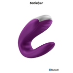 Stimulateur Double fun violet de la marque Satisfyer, stimule le vagin, le clitoris et le pénis en même temps - oohmygod