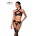 Ensemble Hima de chez Passion lingerie, 3 pièces, en tulle transparent et en faux cuir - oohmygod