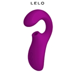 Double stimulateur Enigma violet de la marque Lelo, offre une stimulation du clitoris par ondes soniques et du vagin par de puissantes vibrations - oohmygod
