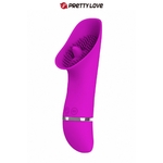 stimulateur clitoridien à tâte large, munis de picots stimulants et d'une langue vibrante à sa base, sextoy violet fuchsia