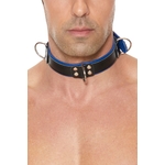 Collier unisexe réglable, Collier Bondage Deluxe bleu et noir, collier BDSM pour les jeux coquins - oohmygod