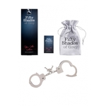 Accessoire BDSM et coquin pour les jeux de bondage, Menottes en métal argenté fournie avec des clés et une pochette de rangement, taille réglable - oohmygod