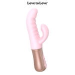 Vibromasseur Rabbit Sassy Bunny rose, double sextoy pour femme, fonction va-et-vient, fonction de tapotement